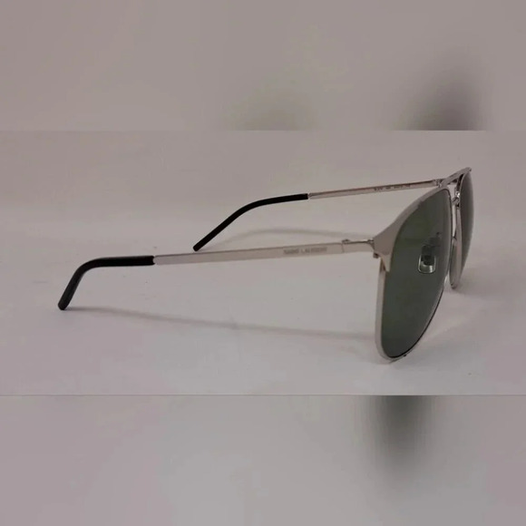 Saint Laurent Men's Aviator Sunglasses Metal Silver Green SL 279 004 61-14-145 - Picture 15 of 16